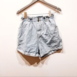 Elastic High Waist Jean Shorts SZ- Tag Missing Check Measurements